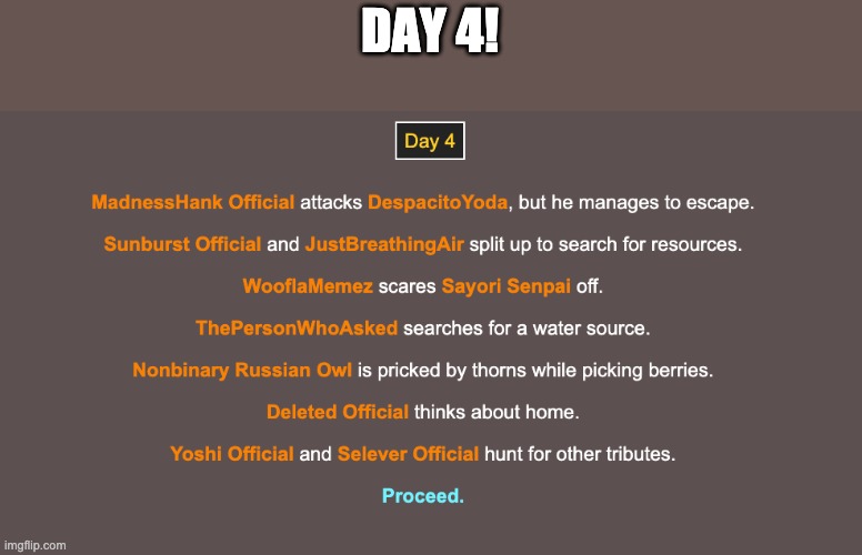 nobody died today :) | DAY 4! | made w/ Imgflip meme maker