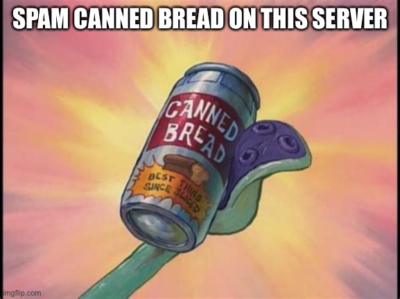 Canned bread | SPAM CANNED BREAD ON THIS SERVER | image tagged in canned bread | made w/ Imgflip meme maker