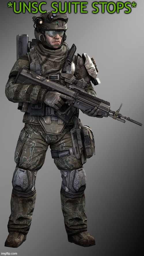 a marine i made up | *UNSC SUITE STOPS* | image tagged in a marine i made up | made w/ Imgflip meme maker