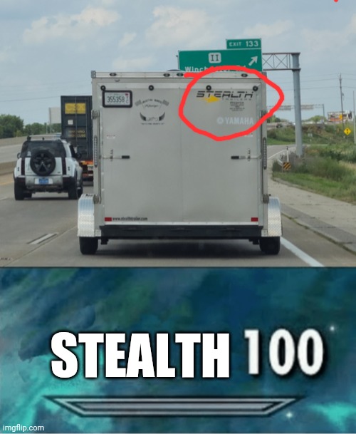 Stealth van | STEALTH | image tagged in skyrim 100 blank | made w/ Imgflip meme maker