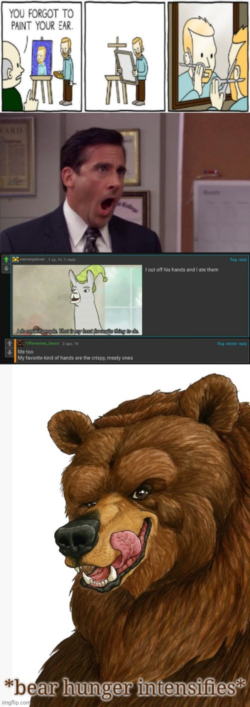Delicious hands | image tagged in bear hunger intensifies,hands,memes,comment section,comments,comment | made w/ Imgflip meme maker