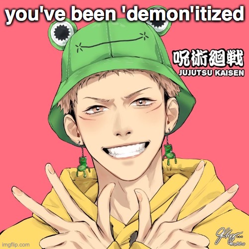 Lol get it? no? okay ;-; |  you've been 'demon'itized | image tagged in demon,bad pun,why me | made w/ Imgflip meme maker