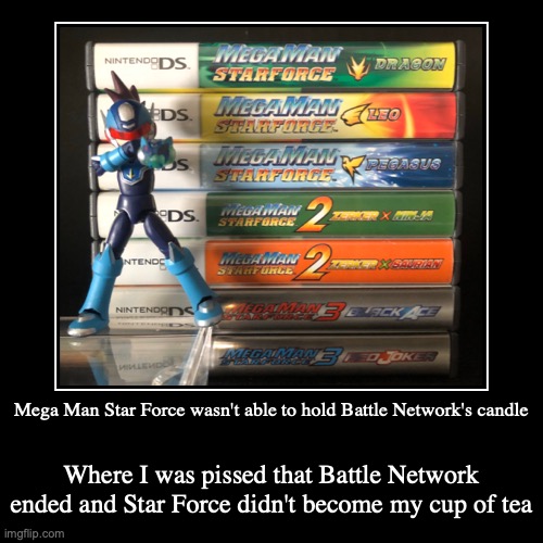 Star Force Mega Men Figurine Next to Games | image tagged in demotivationals,gaming,megaman,megaman star force | made w/ Imgflip demotivational maker