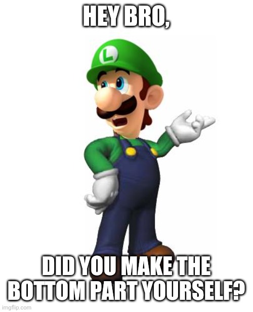HEY BRO, DID YOU MAKE THE BOTTOM PART YOURSELF? | image tagged in logic luigi | made w/ Imgflip meme maker