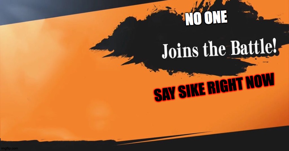 Smash Bros. | NO ONE; SAY SIKE RIGHT NOW | image tagged in smash bros | made w/ Imgflip meme maker
