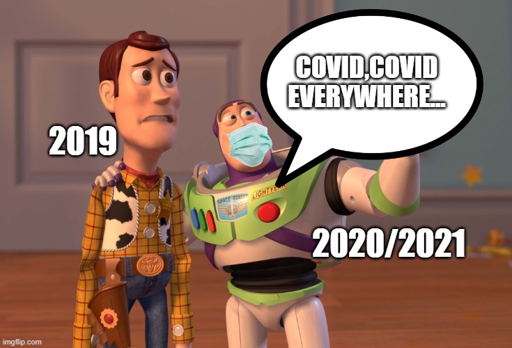 corona be like | COVID,COVID EVERYWHERE... 2019; 2020/2021 | image tagged in memes,x x everywhere | made w/ Imgflip meme maker