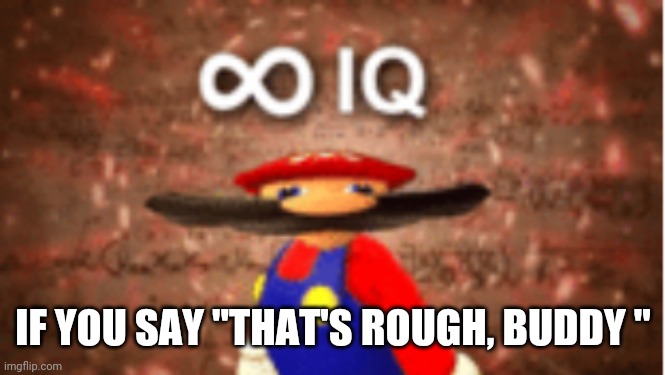 Infinite IQ | IF YOU SAY "THAT'S ROUGH, BUDDY " | image tagged in infinite iq | made w/ Imgflip meme maker