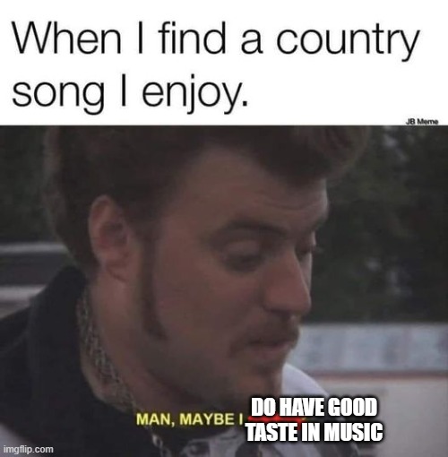 yesh | DO HAVE GOOD TASTE IN MUSIC | image tagged in trailer park boys ricky | made w/ Imgflip meme maker