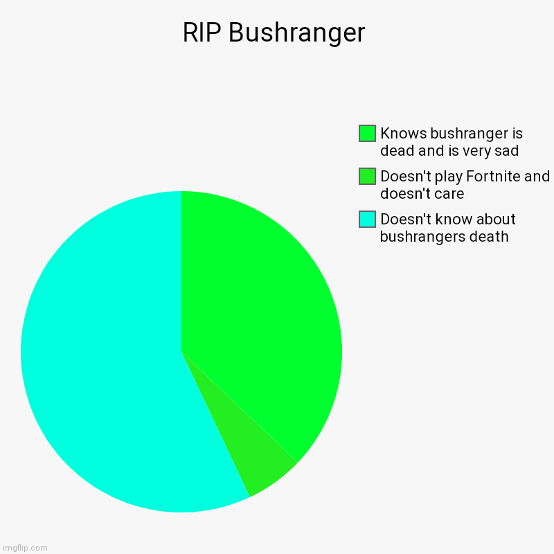 RIP Bushranger | Doesn't know about bushrangers death, Doesn't play Fortnite and doesn't care, Knows bushranger is dead and is very sad | image tagged in charts,pie charts | made w/ Imgflip chart maker