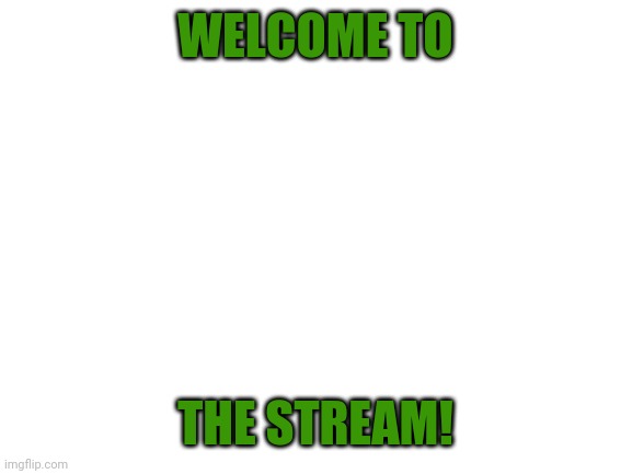 Welcome! | WELCOME TO; THE STREAM! | image tagged in blank white template | made w/ Imgflip meme maker