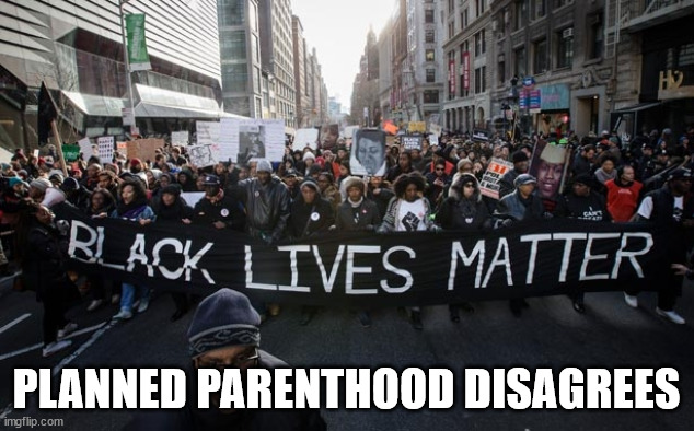 planned parenthood disagrees | PLANNED PARENTHOOD DISAGREES | image tagged in black lives matter | made w/ Imgflip meme maker