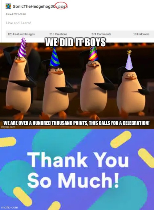 Hooray!!! | image tagged in thank you,imgflip points,party,we did it boys | made w/ Imgflip meme maker