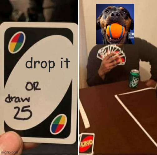 UNO Draw 25 Cards | drop it | image tagged in memes,uno draw 25 cards | made w/ Imgflip meme maker
