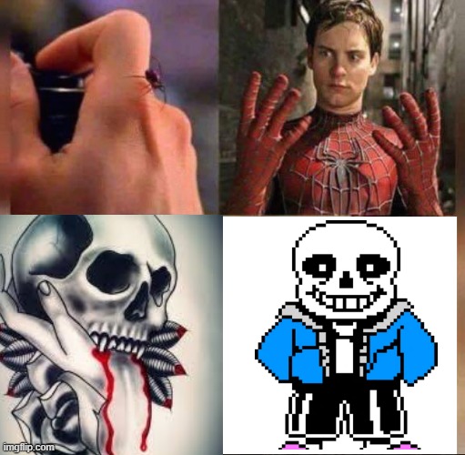 <insert title> | image tagged in sans,undertale,spider bite,spiderman,memes,barney will eat all of your delectable biscuits | made w/ Imgflip meme maker