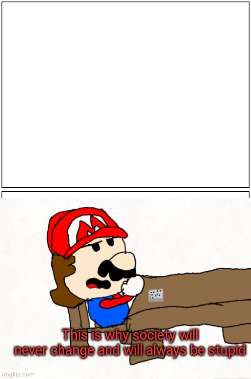 Mario talks about the human race | This is why society will never change and will always be stupid | image tagged in memes,fun,mario,super mario,blank,new template | made w/ Imgflip meme maker