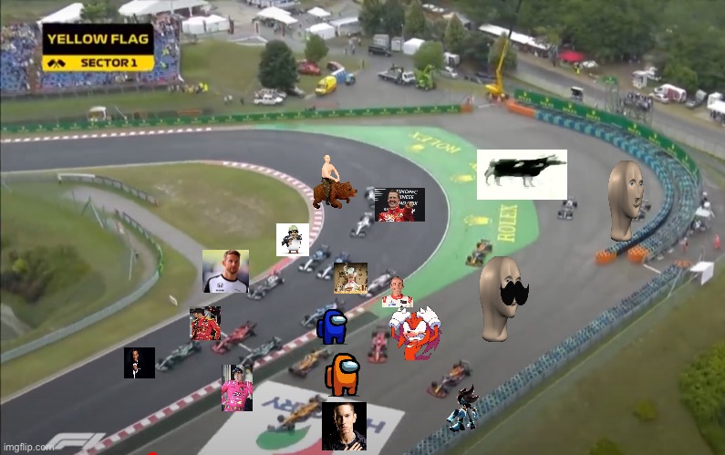 Start of Hungarian Grand Prix | image tagged in f1 meme championship,f1,hungary,memes,f1 crash,formula 1 | made w/ Imgflip meme maker
