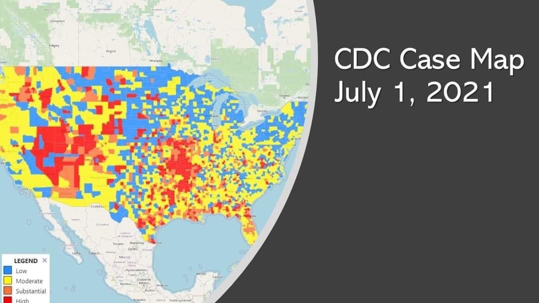 High Quality Covid-19 CDC case map July 2021 Blank Meme Template