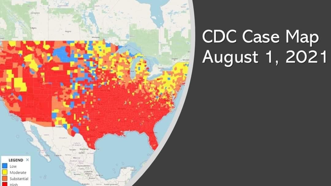 Covid-19 CDC case map August 2021 Blank Meme Template