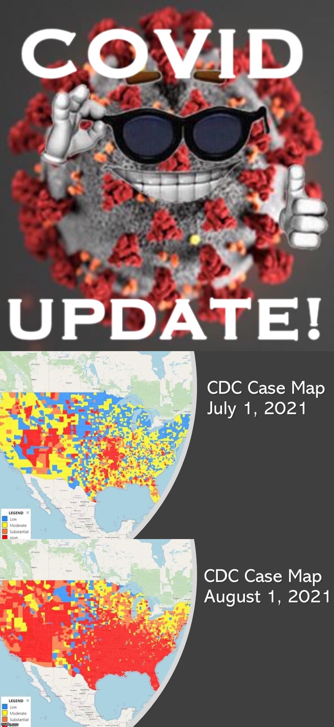 Things that make you go hmmm | image tagged in covid update,covid-19 cdc case map july 2021,covid-19 cdc case map august 2021,cdc,covid-19,coronavirus | made w/ Imgflip meme maker