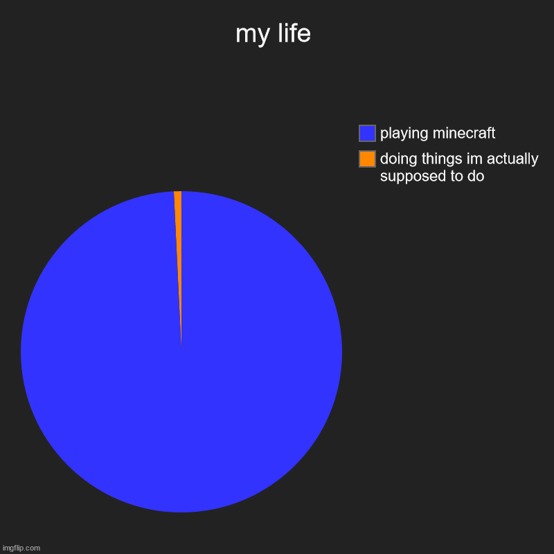 dont know what to title this | my life | doing things im actually supposed to do, playing minecraft | image tagged in charts,pie charts,minecraft,gaming | made w/ Imgflip chart maker