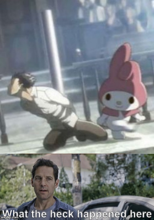 image tagged in antman what the heck happened here,kick,attack on titan,abuse,costume,ouch | made w/ Imgflip meme maker