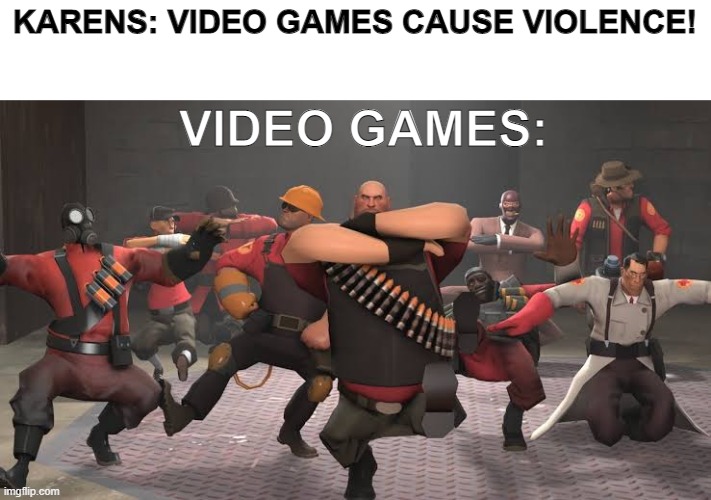 ViDeO gAmEs CaUsE vIoLeNcE | KARENS: VIDEO GAMES CAUSE VIOLENCE! VIDEO GAMES: | image tagged in kazotsky kick,karen,video games | made w/ Imgflip meme maker