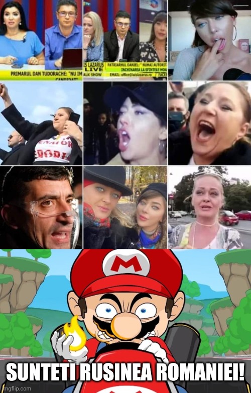 MARIO vs propaganda rusofila PSD-AUR | SUNTETI RUSINEA ROMANIEI! | image tagged in mario,patrihotii,romania,memes | made w/ Imgflip meme maker