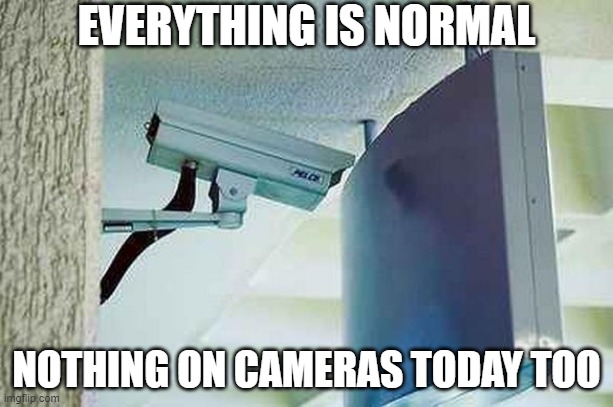 Camera is normal today | EVERYTHING IS NORMAL; NOTHING ON CAMERAS TODAY TOO | image tagged in memes,camera,funny,funny meme | made w/ Imgflip meme maker