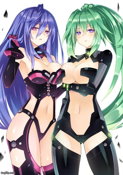 Iris Heart and Green Heart are my girls!!! | image tagged in hyperdimension neptunia | made w/ Imgflip meme maker