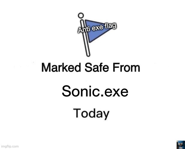 Safe from sonic exe | Anti exe flag; Sonic.exe | image tagged in memes,marked safe from | made w/ Imgflip meme maker