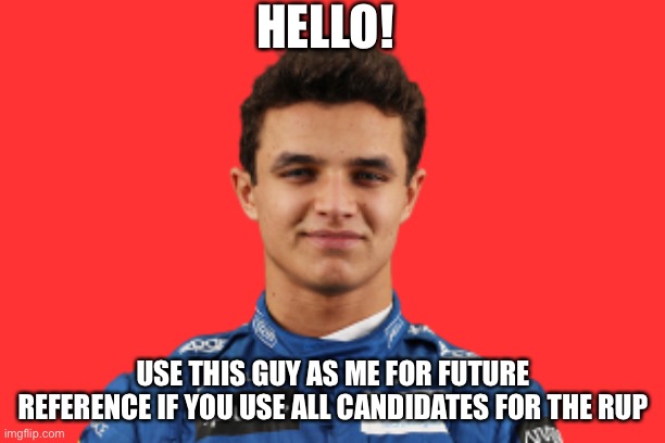 Lando Norris | HELLO! USE THIS GUY AS ME FOR FUTURE REFERENCE IF YOU USE ALL CANDIDATES FOR THE RUP | image tagged in lando norris | made w/ Imgflip meme maker