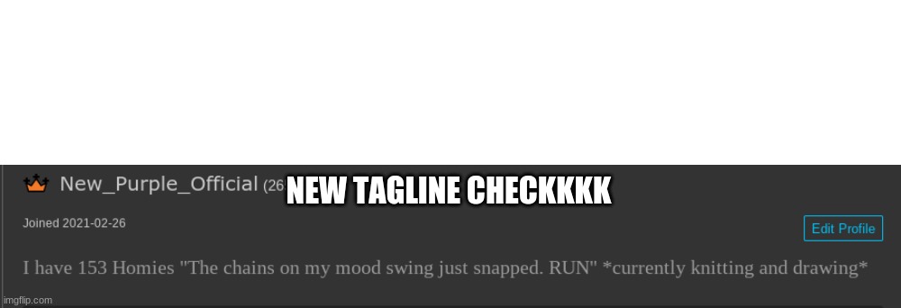 NEW TAGLINE CHECKKKK | image tagged in memes,blank transparent square | made w/ Imgflip meme maker