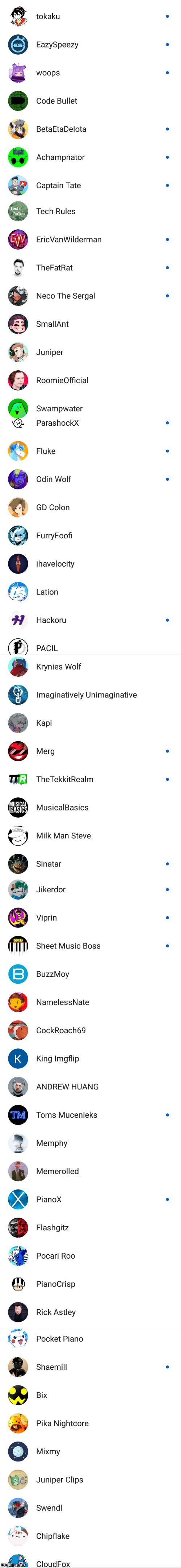 My yt sub list bc yes | made w/ Imgflip meme maker