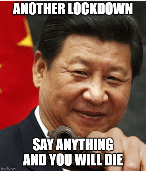 So much for Chinese power | ANOTHER LOCKDOWN; SAY ANYTHING AND YOU WILL DIE | image tagged in xi jinping,china,covid | made w/ Imgflip meme maker