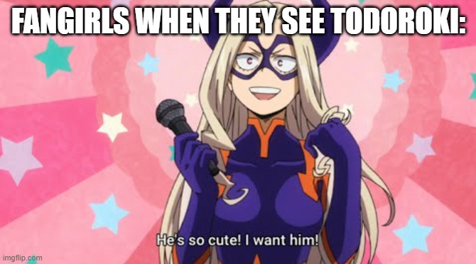 My Hero Academia Mount Lady He's so cute! I want him! | FANGIRLS WHEN THEY SEE TODOROKI: | image tagged in my hero academia mount lady he's so cute i want him | made w/ Imgflip meme maker