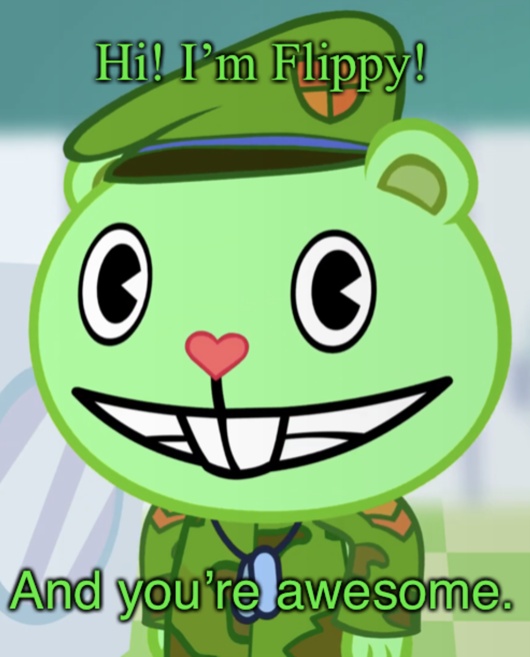High Quality Flippy loves you! Blank Meme Template