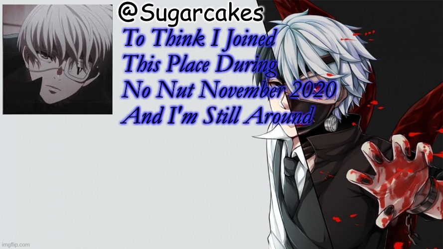 1 Year Is Around The Brim (Somehow Still Relevant) | To Think I Joined This Place During No Nut November 2020 And I'm Still Around | image tagged in tokyo ghoul temp | made w/ Imgflip meme maker