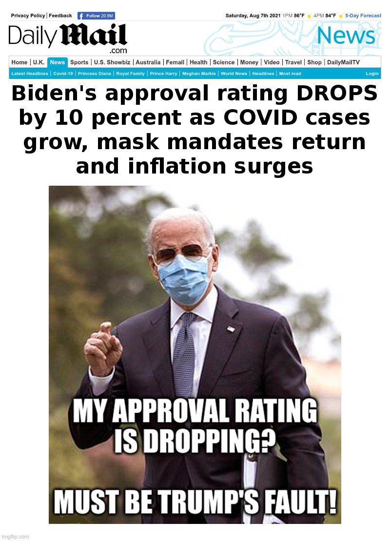 Biden Approval Rating Drops 10% | image tagged in joe biden,dementia,covid,face mask,inflation,covid lockdowns forever | made w/ Imgflip meme maker