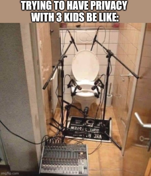 TRYING TO HAVE PRIVACY
 WITH 3 KIDS BE LIKE: | image tagged in funny memes | made w/ Imgflip meme maker