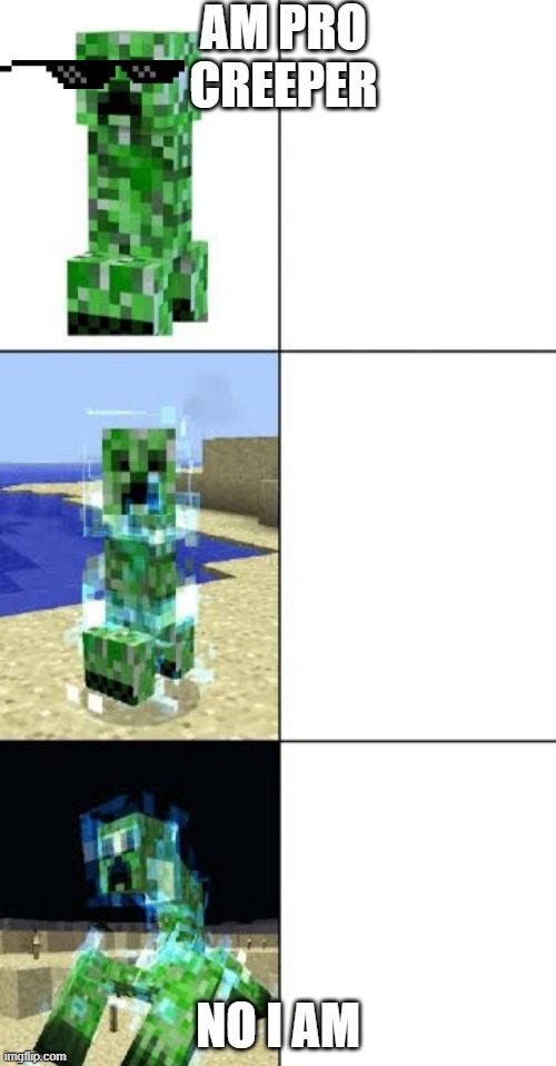 am pro | AM PRO CREEPER; NO I AM | image tagged in minecraft creeper template | made w/ Imgflip meme maker