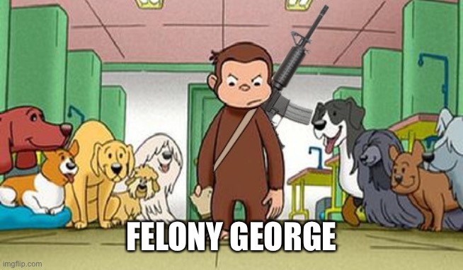 You dead | FELONY GEORGE | image tagged in angey curious george | made w/ Imgflip meme maker