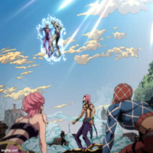 Golden Experience Requiem ( Jojo ) | image tagged in golden experience requiem jojo | made w/ Imgflip meme maker