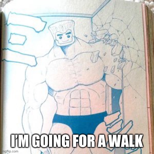 Buff zane | I’M GOING FOR A WALK | image tagged in buff zane | made w/ Imgflip meme maker