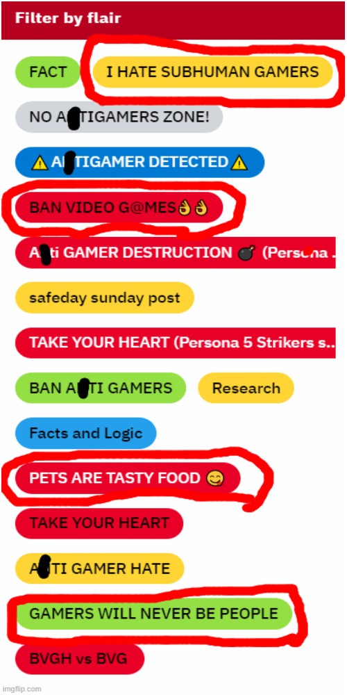 Looks like some antis put some anti gamer flairs into BVGH Mod note: anti gamers are satire | image tagged in memes,blank transparent square | made w/ Imgflip meme maker