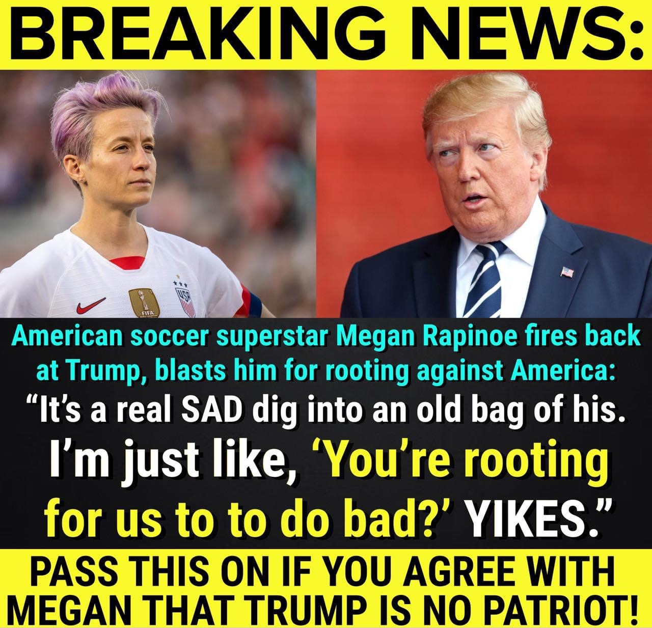High Quality Megan Rapinoe smacks down Trump Blank Meme Template