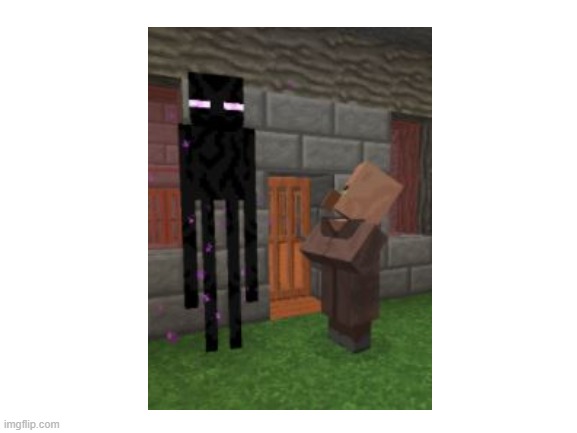 Villager looking at Enderman | image tagged in blank white template | made w/ Imgflip meme maker
