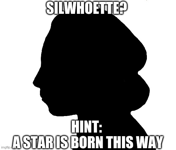 SilWhoEtte? | SILWHOETTE? HINT: 
A STAR IS BORN THIS WAY | image tagged in silwhoette,fun,meme | made w/ Imgflip meme maker