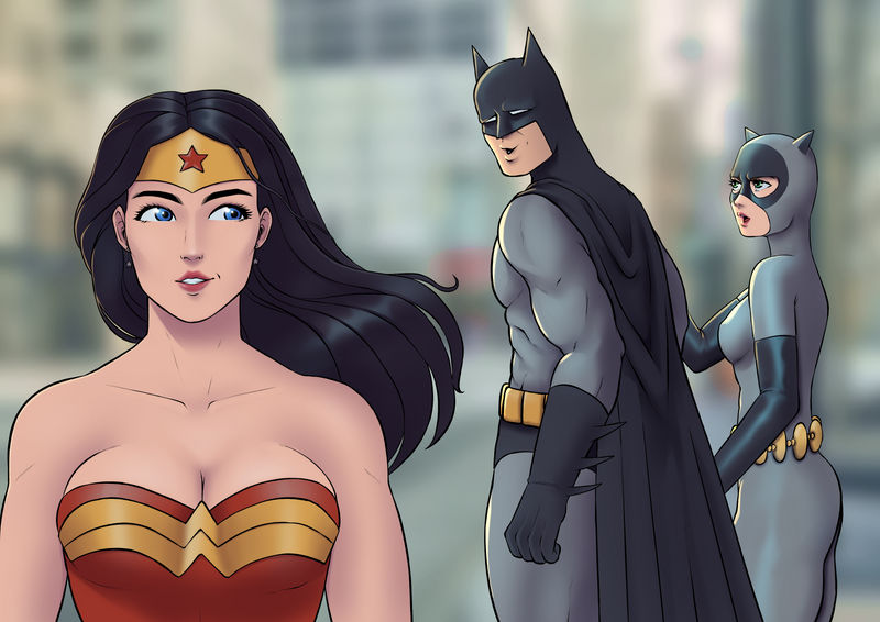 High Quality Batman checking out Wonder Woman Blank Meme Template