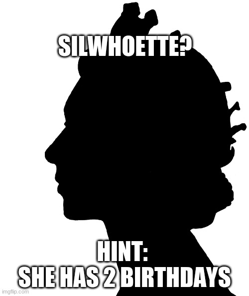 SilWhoEtte? Guess Who... | SILWHOETTE? HINT: 
SHE HAS 2 BIRTHDAYS | image tagged in fun,trivia,meme | made w/ Imgflip meme maker