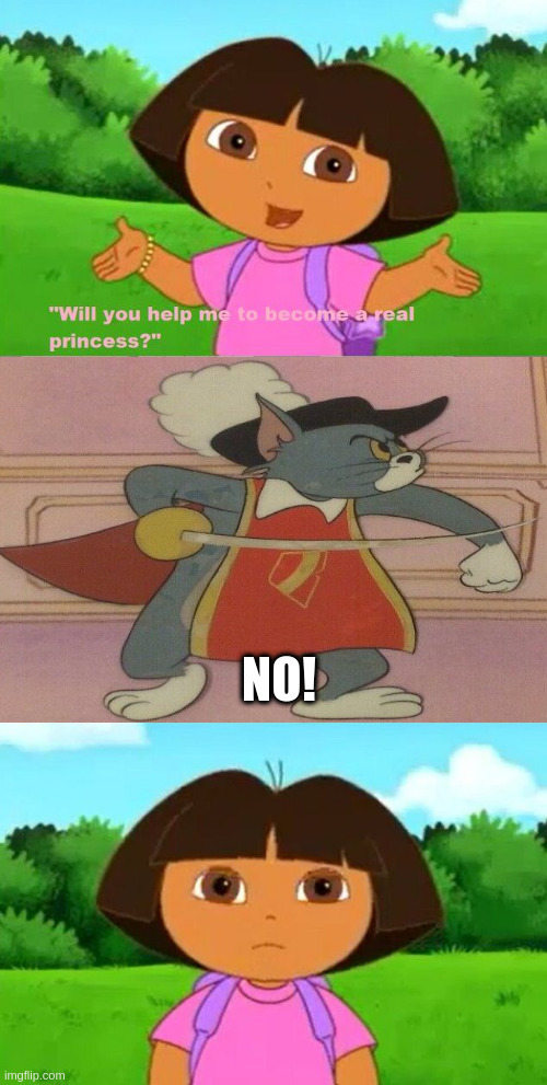 Tom Says No To Dora | NO! | image tagged in add angry character | made w/ Imgflip meme maker